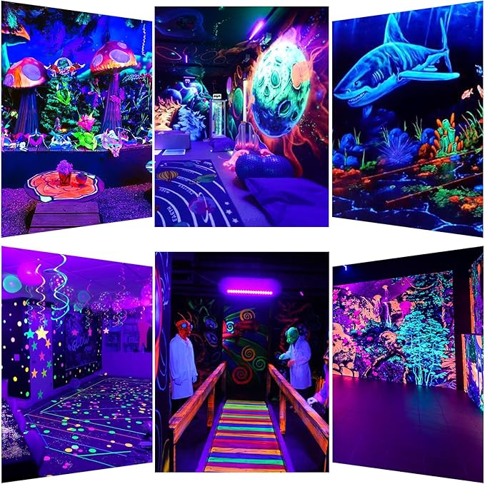 Black Light Bar for Glow Party - OPPSK 54W 18LED UV Blacklight Bar - Glow in The Dark Party Supplies - Uplight for Halloween Decorations Fluorescent Poster Body Paint Classroom Bedroom