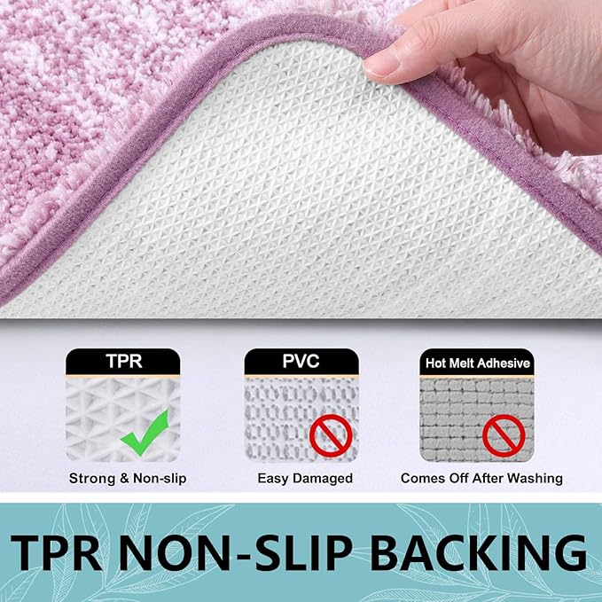 Arotive Microfiber Bathroom Rugs, Shaggy Soft and Absorbent Bath Rug, Non-Slip, Thick Plush Machine Washable Dry Bath Mats for Bathroom, Tub and Shower, 36x24, Purple, Rectangular