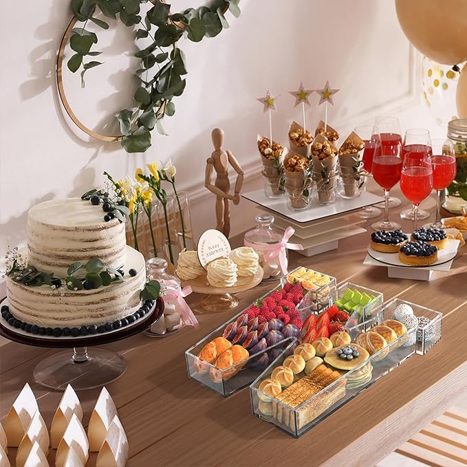 13.8" Acrylic Letter Charcuterie Tray, Charcuterie Letters Fillable Box for Food, Reusable Serving Cake Candy Dish Display Tray for Birthday Anniversary Party Decoration (Letter W)