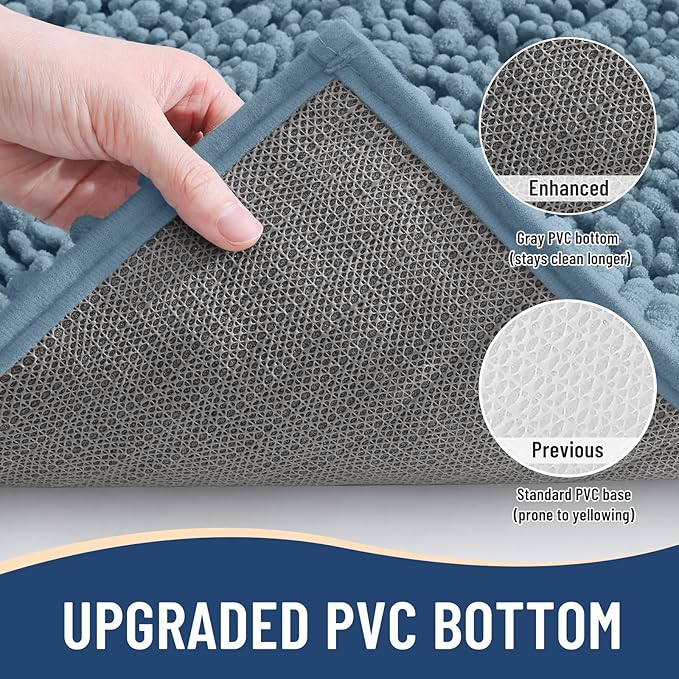 Arotive Luxury Chenille Bathroom Rug Mat, Extra Soft Thick Absorbent Shaggy Bath Rugs, Non-Slip Machine Wash Dry, Plush Bath Mats for Bathroom, Shower and Tub, 47x24, Smoky Gray