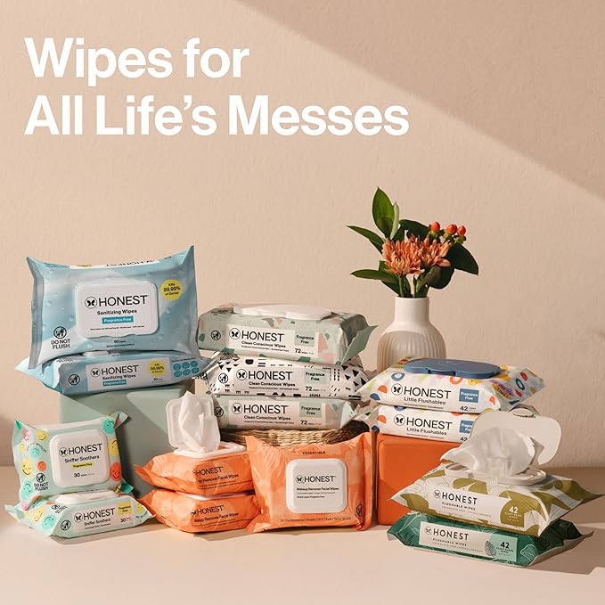 The Honest Company Hypoallergenic Multi-Use Baby Wipes for Sensitive Skin, Rose Blossom, 576 Count