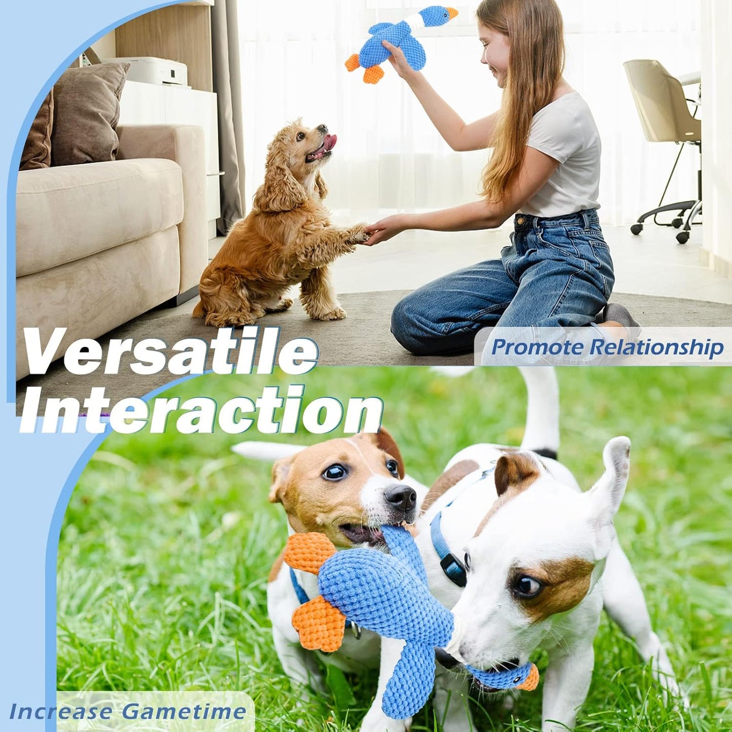 Interactive Plush Goose Dog Toy – Crinkle & Squeaky Chew Toy