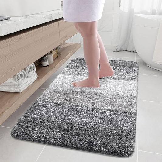 Arotive Microfiber Bathroom Rugs, Shaggy Soft and Absorbent Bath Rug, Non-Slip, Thick Plush Machine Washable Dry Bath Mats for Bathroom, Tub and Shower, 50x30, Grey, Rectangular