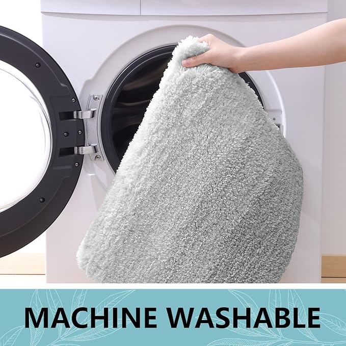 Arotive Microfiber Bathroom Rugs, Shaggy Soft and Absorbent Bath Rug, Non-Slip, Thick Plush Machine Washable Dry Bath Mats for Bathroom, Tub and Shower, 36x24, Light Grey, Rectangular
