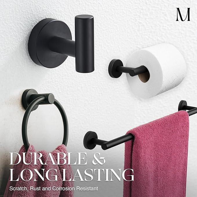 Matte Black Bathroom Hardware Set (4-Piece)
