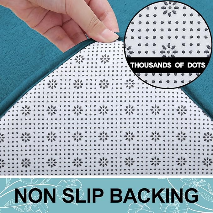 Smiry Memory Foam Bath Mat 59x20, Extra Soft and Absorbent Bathroom Mats, Non Slip Washable Carpet for Floor, Shower and Tub, Peacock Blue