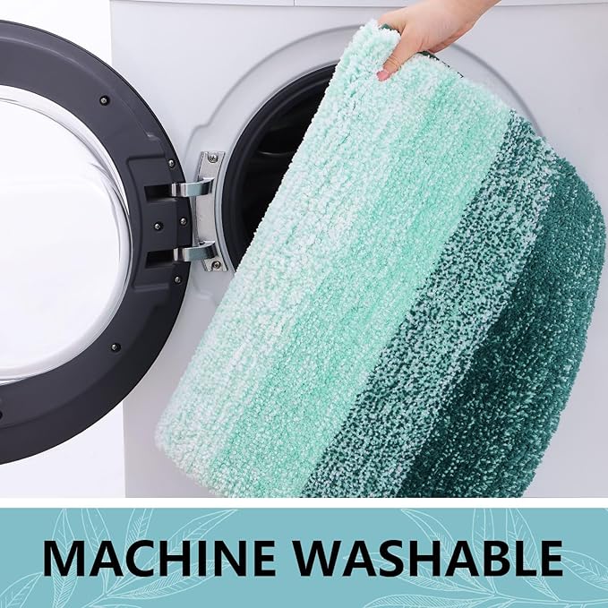 Arotive Microfiber Bathroom Rugs, Shaggy Soft and Absorbent Bath Rug, Non-Slip, Thick Plush Machine Washable Dry Bath Mats for Bathroom, Tub and Shower, 30x20, Dark Green, Rectangular