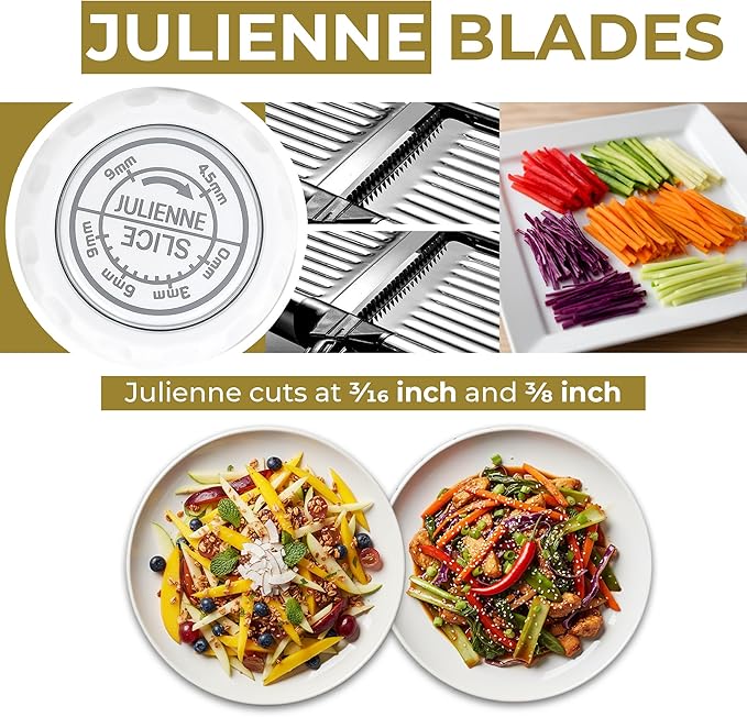 Gramercy Adjustable Mandoline Food Slicer, Mandoline Slicer for Kitchen, Mandolin, Potato, Tomato, Carrot, Vegetable, Fruit and Onion Cutter - Stainless Steel - INCLUDING 1 Pair Cut-Resistant Gloves