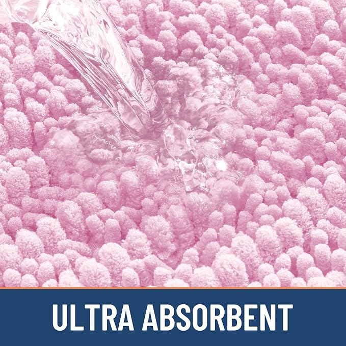 Smiry Bathroom Rugs Mat 36x24, Extra Soft Absorbent Chenille Bath Rugs, Non Slip Rubber Backing Machine Washable Quick Dry Bath Mats for Bathroom Floor, Tub, Shower, Home Decor Accessories, Pink