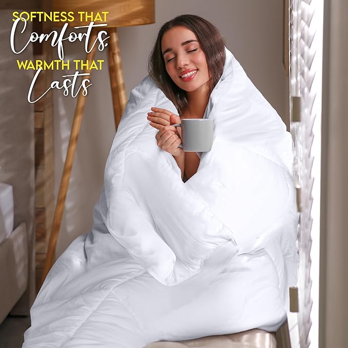 Utopia Bedding Comforter Duvet Insert, Quilted Comforter with Corner Tabs, Box Stitched Down Alternative Comforters Twin Size (White)