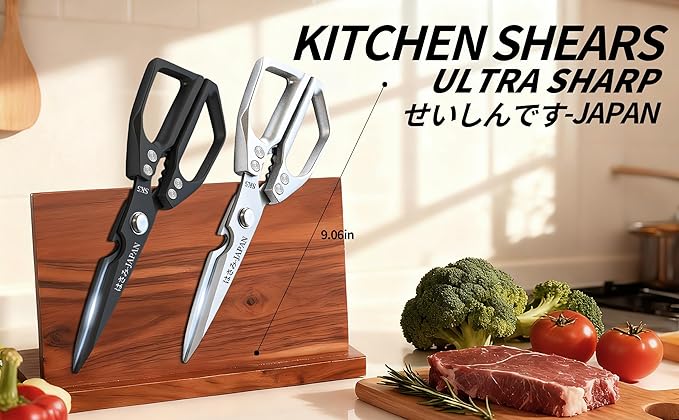Japanese Kitchen Shears Set, Heavy Duty Poultry Shears All Purpose, Kitchen Meat Scissors for Steak Cutting, Chicken Bones, and Turkey Christmas Gifts for Men Women Mom Dad