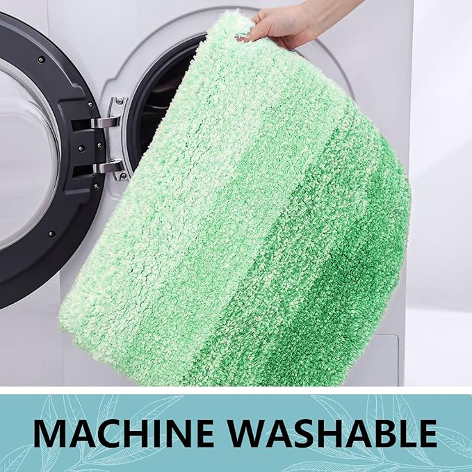 Arotive Microfiber Bathroom Rugs, Shaggy Soft and Absorbent Bath Rug, Non-Slip, Thick Plush Machine Washable Dry Bath Mats for Bathroom, Tub and Shower, 44x24, Green, Rectangular