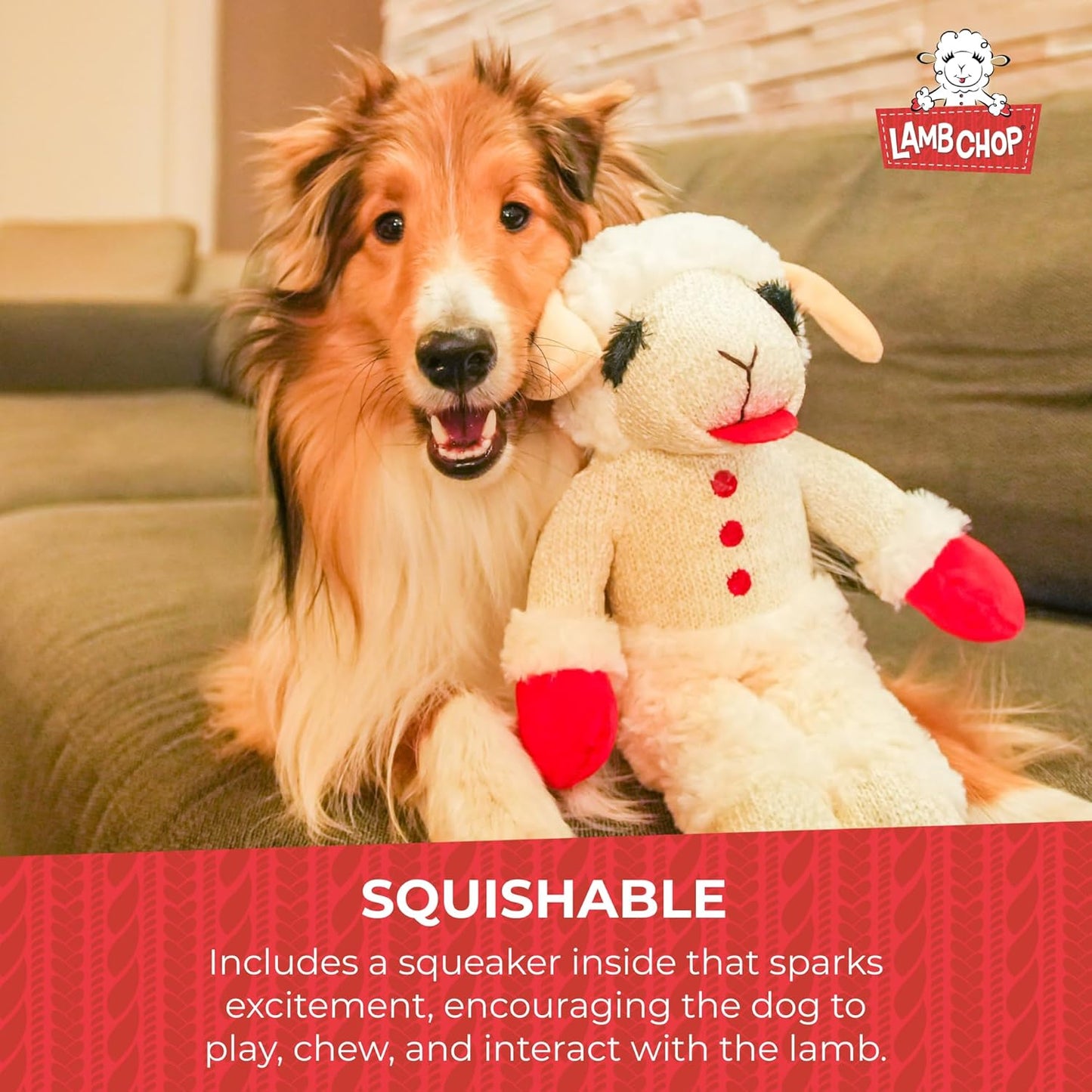 Soft Plush Dog Toy – Lamb Chop Squeaky Toy