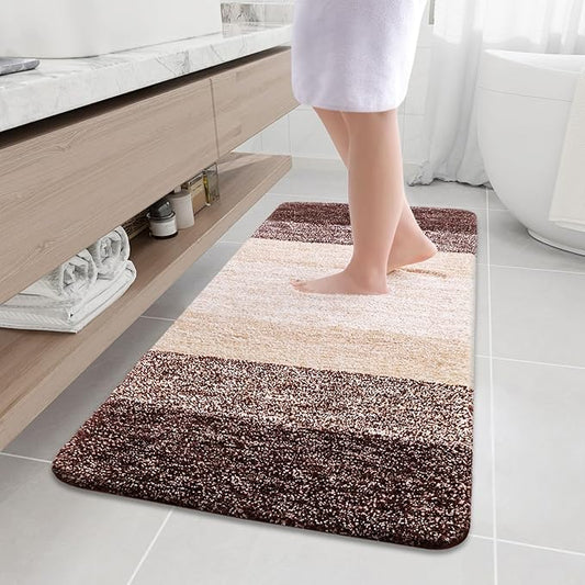 Arotive Microfiber Bathroom Rugs, Shaggy Soft and Absorbent Bath Rug, Non-Slip, Thick Plush Machine Washable Dry Bath Mats for Bathroom, Tub and Shower, 47x24, Brown, Rectangular