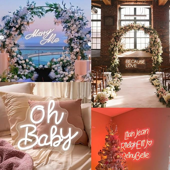 Large Custom Neon Signs - Rechargeable USB & Dimmable LED Light for Wall Decor, Bedroom & Birthday Parties, Perfect Gifts with Personalized Quotes, Easy Install & Multi-Color