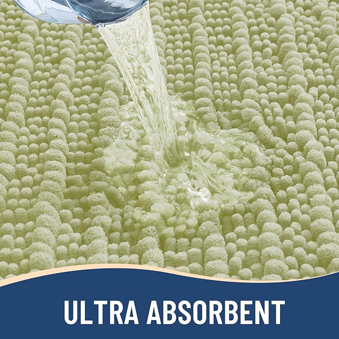 Arotive Luxury Chenille Bathroom Rug Mat, Extra Soft Thick Absorbent Shaggy Bath Rugs, Non-Slip Machine Wash Dry, Plush Bath Mats for Bathroom, Shower and Tub, 34x21, Vanilla