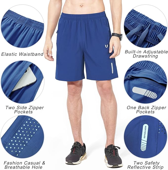 NORTHYARD Men's Athletic Running Shorts Quick Dry Workout Shorts 7"/ 5"/ 9" Lightweight Sports Gym Basketball Tennis Hiking