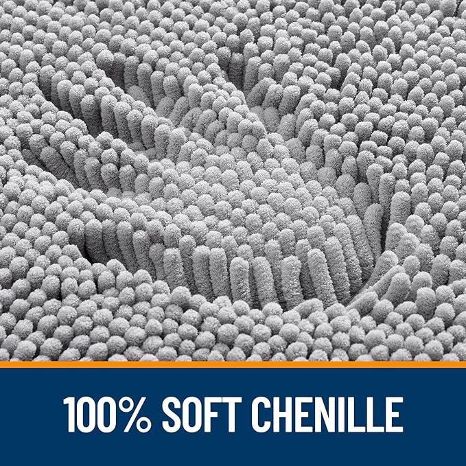 OLANLY Bathroom Rugs 45x27, Extra Soft Absorbent Chenille Bath Rugs, Rubber Backing Quick Dry, Machine Washable Bath Mats for Bathroom Floor, Tub and Shower, Home Decor Accessories, Grey