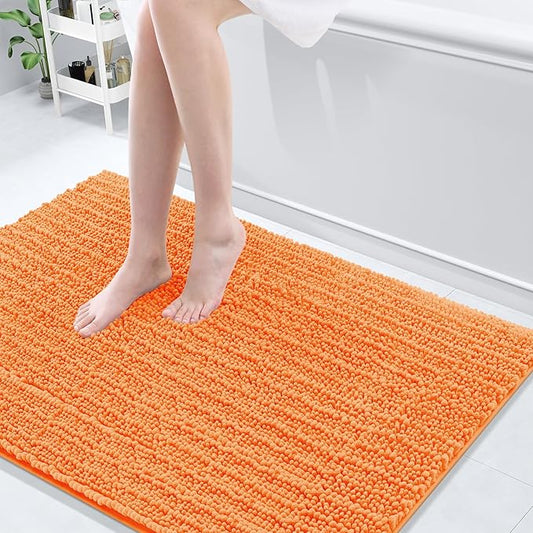 Arotive Luxury Chenille Bathroom Rug Mat, Extra Soft Thick Absorbent Shaggy Bath Rugs, Non-Slip Machine Wash Dry, Plush Bath Mats for Bathroom, Shower and Tub, 47x32, Orange