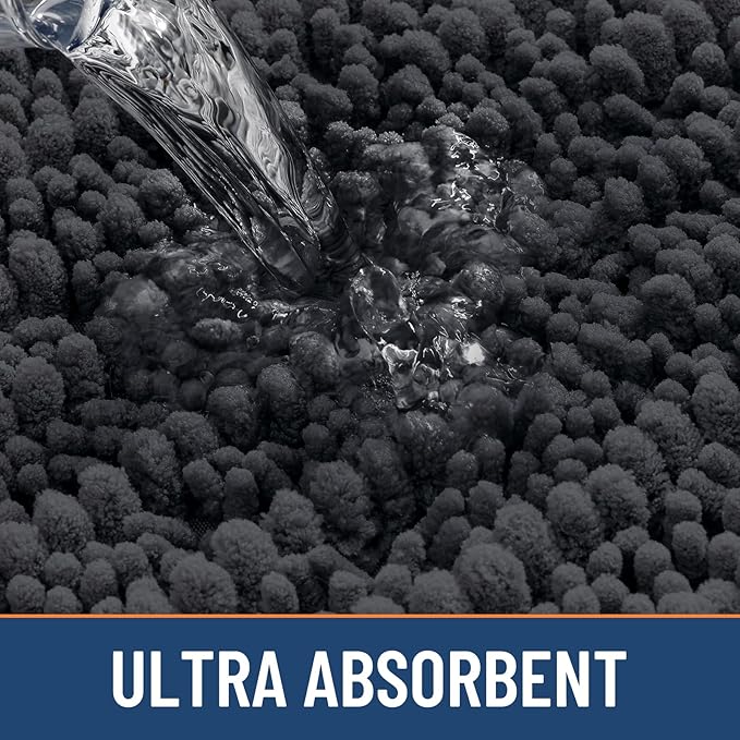 Smiry Bathroom Rugs Mat 59x24, Extra Soft Absorbent Chenille Bath Rugs, Non Slip Rubber Backing Machine Washable Quick Dry Bath Mats for Bathroom Floor, Tub, Shower, Home Decor Accessories, Dark Grey