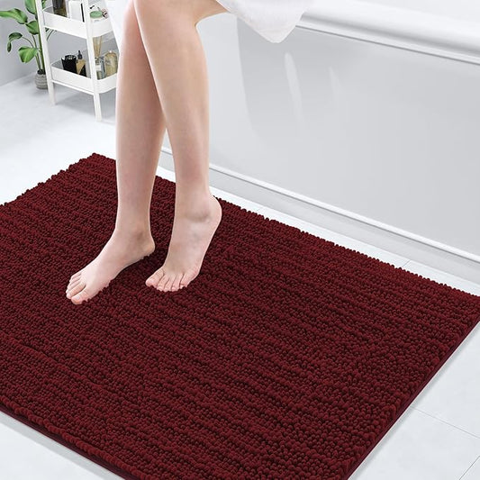 Arotive Luxury Chenille Bathroom Rug Mat, Extra Soft Thick Absorbent Shaggy Bath Rugs, Non-Slip Machine Wash Dry, Plush Bath Mats for Bathroom, Shower and Tub, 40x32, Burgundy