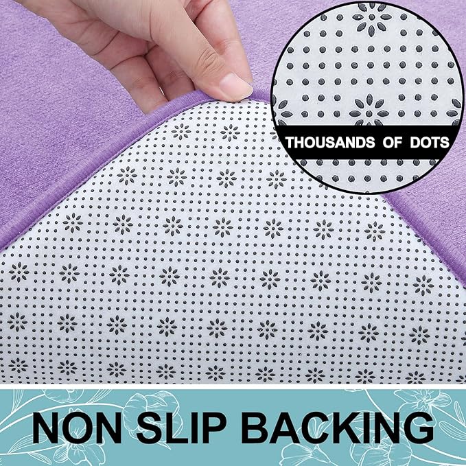 Smiry Memory Foam Bath Mat 47x17, Extra Soft and Absorbent Bathroom Mats, Non Slip Washable Carpet for Floor, Shower and Tub, Purple
