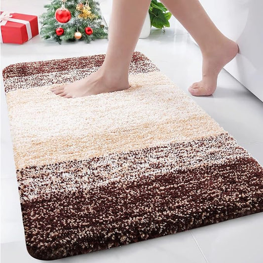 Arotive Microfiber Bathroom Rugs, Shaggy Soft and Absorbent Bath Rug, Non-Slip, Thick Plush Machine Washable Dry Bath Mats for Bathroom, Tub and Shower, 34x21, Brown, Rectangular