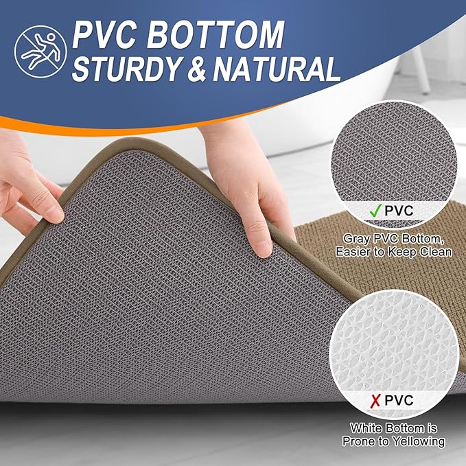 OLANLY Thick Memory Foam Bath Mat Rug 36x24, Extra Soft Absorbent Bathroom Rug, Quick Dry Bath Mats, Non-Slip, Machine Washable Carpet for Bathroom, Tub and Shower, Home Decor Accessories, Tan