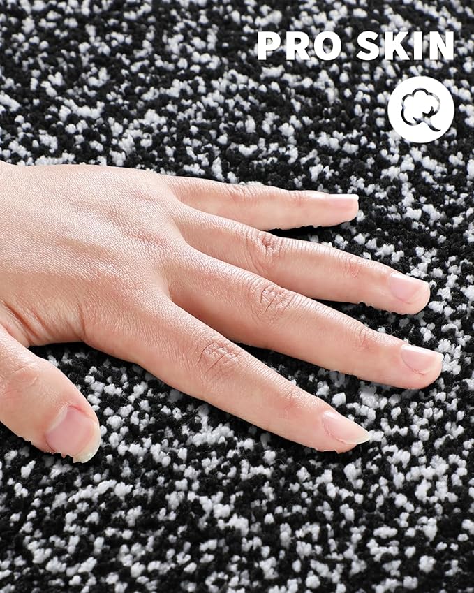 Yimobra Long Bathroom Rug Non Slip Washable, Soft Absorbent Microfiber Bath Mat, Dual-Tone Decor Rug with Rubber Backing for Bathroom Floor Tub and Shower,44x24,Home Essentials,Black and White