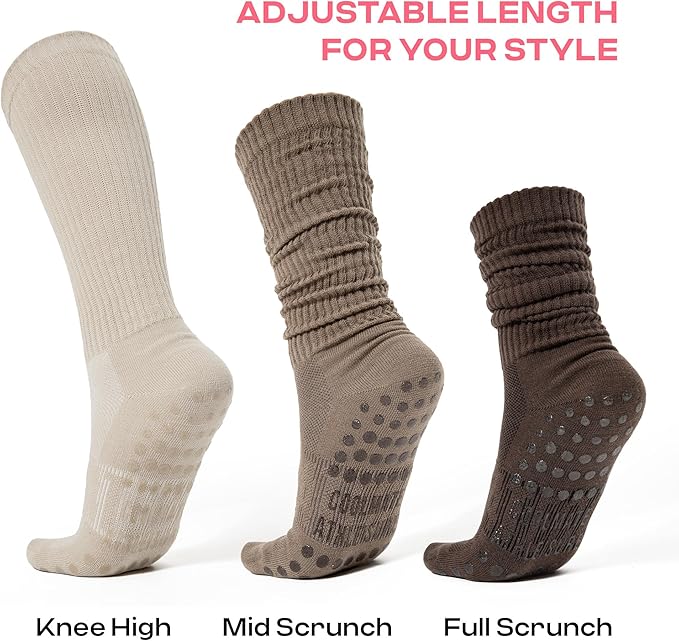 CoolMate Pilates Socks with Grips for Women, Yoga Socks, Crew Non Slip Women for Barre, Pilates Gifts