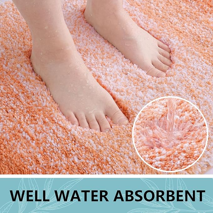 Arotive Microfiber Bathroom Rugs, Shaggy Soft and Absorbent Bath Rug, Non-Slip, Thick Plush Machine Washable Dry Bath Mats for Bathroom, Tub and Shower, 30x20, Orange, Rectangular