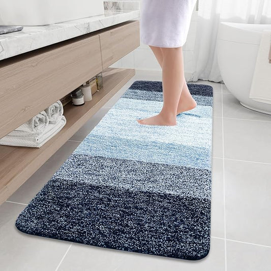 Arotive Microfiber Bathroom Rugs, Shaggy Soft and Absorbent Bath Rug, Non-Slip, Thick Plush Machine Washable Dry Bath Mats for Bathroom, Tub and Shower, 70x24, Dark Blue, Rectangular