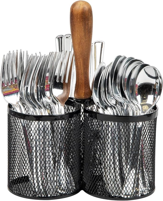 Metal Utensil Holder for Kitchen Countertop – Silverware Organizer Caddy