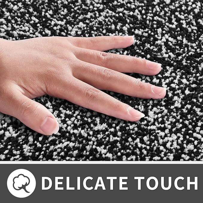Yimobra Large Bathroom Rugs Non Slip Washable, Soft Absorbent Microfiber Bath Mat,Dual-Tone Decor Rug with Rubber Backing for Bathroom Floor,Tub and Shower,36x24,Home Essentials,Black and White