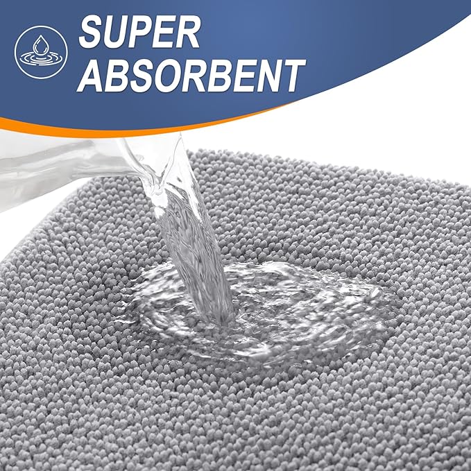OLANLY Thick Memory Foam Bath Mat Rug 47x32, Extra Soft Absorbent Bathroom Rugs, Quick Dry Bath Mats, Non-Slip, Machine Washable Carpet for Bathroom, Tub and Shower, Home Decor Accessories, Grey