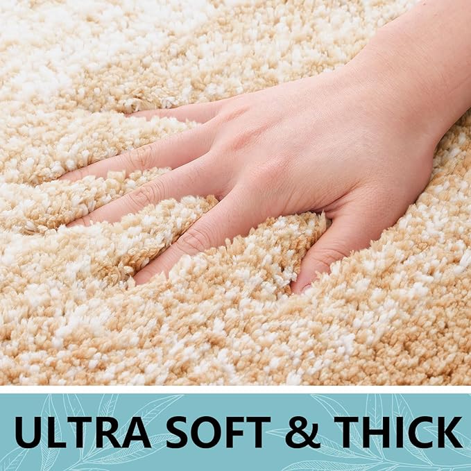 Arotive Microfiber Bathroom Rugs, Shaggy Soft and Absorbent Bath Rug, Non-Slip, Thick Plush Machine Washable Dry Bath Mats for Bathroom, Tub and Shower, 50x30, Beige, Rectangular