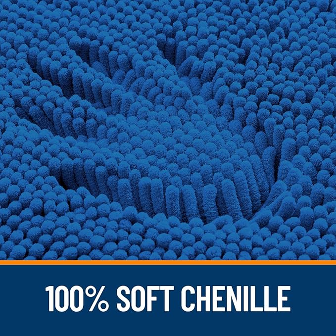 OLANLY Bathroom Rugs 44x24, Extra Soft Absorbent Chenille Bath Rugs, Rubber Backing Quick Dry, Machine Washable Bath Mats for Bathroom Floor, Tub and Shower, Home Decor Accessories, Deep Navy Blue