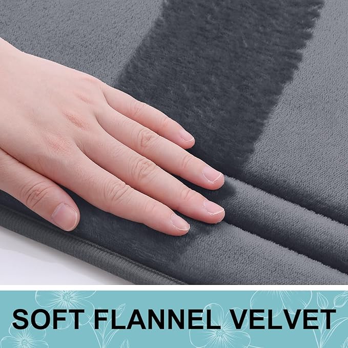 Grandaily Memory Foam Bath Mat Rug 59x24, Ultra Soft, Non-Slip and Absorbent Bathroom Rugs, Machine Wash Dry, Comfortable Bath Carpet for Bathroom Floor, Tub and Shower, Dark Grey