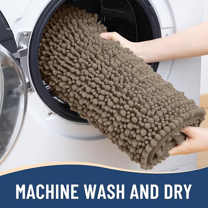 Arotive Luxury Chenille Bathroom Rug Mat, Extra Soft Thick Absorbent Shaggy Bath Rugs, Non-Slip Machine Wash Dry, Plush Bath Mats for Bathroom, Shower and Tub, 36x24, Camel