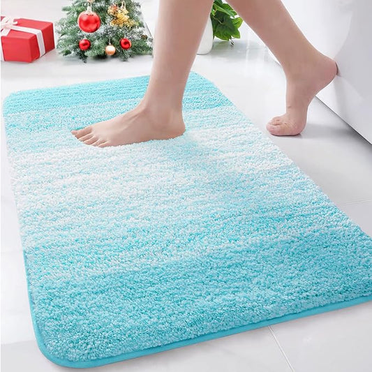 Arotive Microfiber Bathroom Rugs, Shaggy Soft and Absorbent Bath Rug, Non-Slip, Thick Plush Machine Washable Dry Bath Mats for Bathroom, Tub and Shower, 30x20, Sky Blue, Rectangular