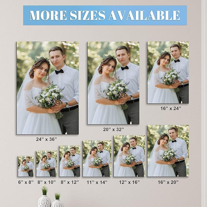 WayToLight Custom Canvas Prints with Your Photos, Canvas Wall Art for Friends, Couples and Weddings, Ideal for Bedroom, Office Decor (20" X 32")