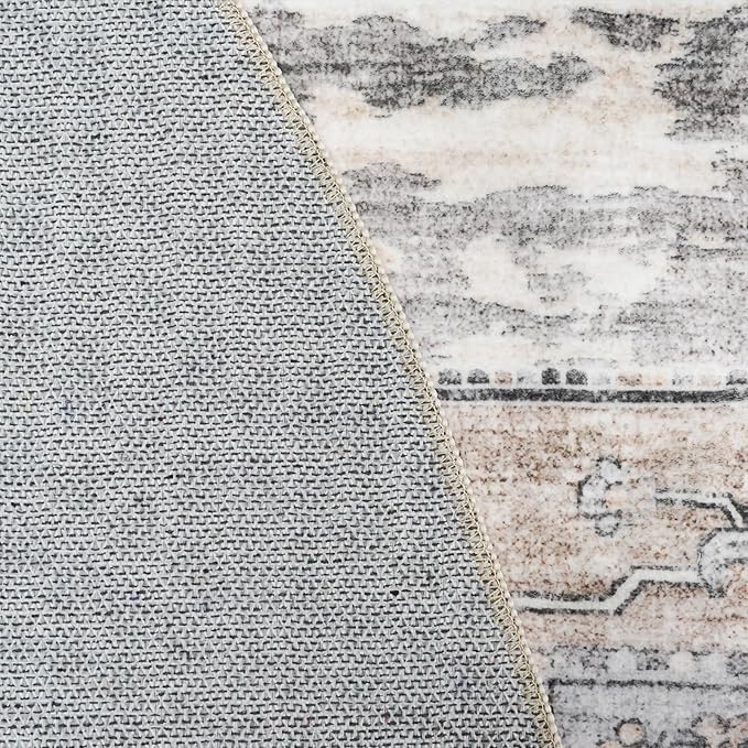 RUUGME Beige 2x4 Runner Rug - Soft Ultra Thin Easy to Clean Runner for Housewife Aged 35-44 - Perfect for Entryway/Hallway/Kitchen/Balcony Vintage Boho Rug 2x4 Beige