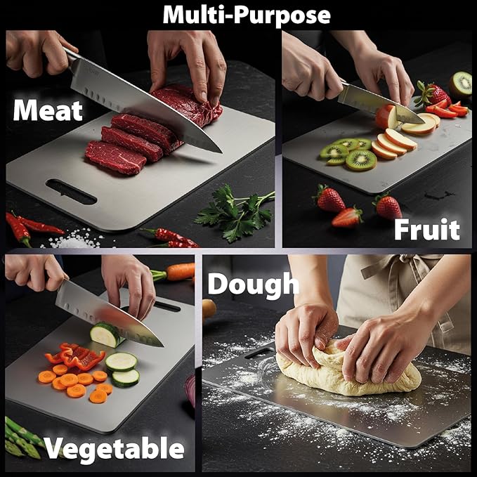 Personalized Titanium Cutting Board, Custom Engraved Name, Cutting Board for Kitchen, Premium Stainless Steel & Titanium Chopping Board for Wedding, Anniversary, Housewarming, or Christmas Gift