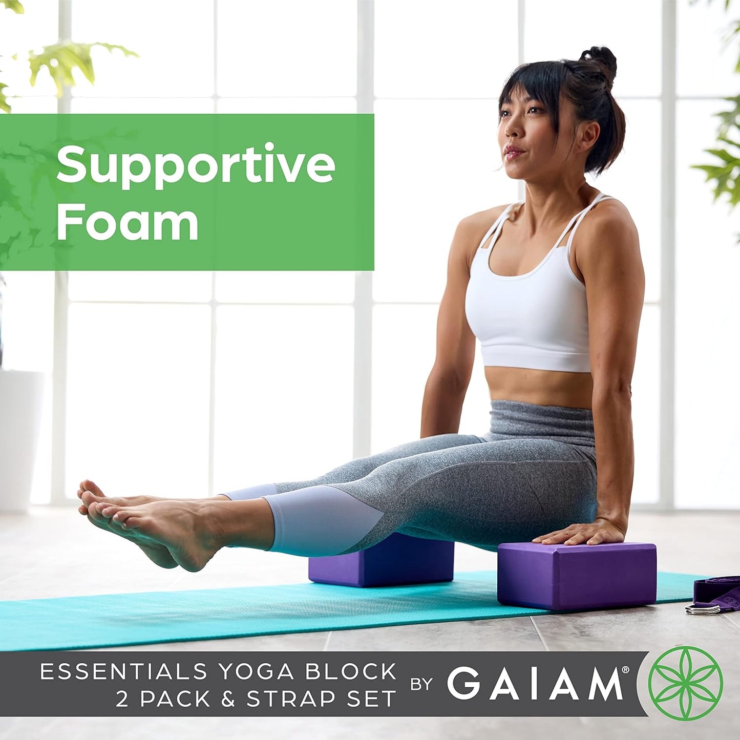 EVA Foam Yoga Block and Strap for Stretching Support