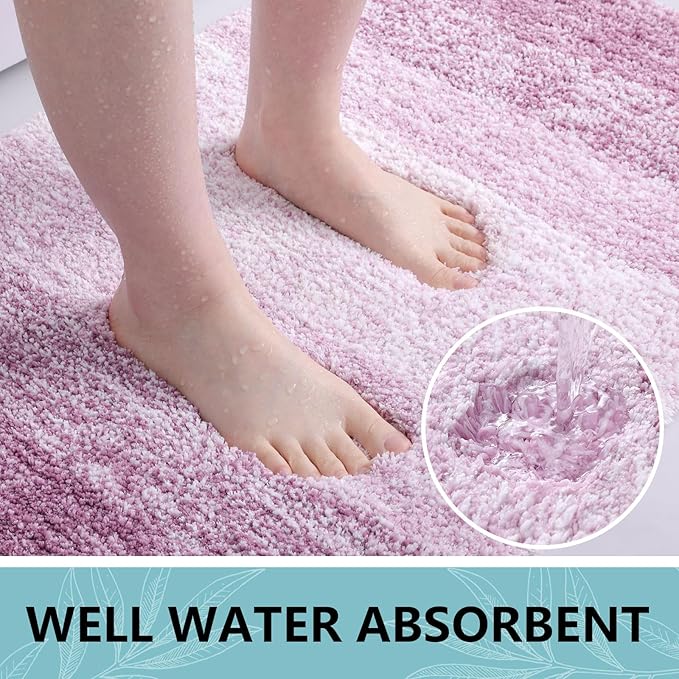 Arotive Microfiber Bathroom Rugs, Shaggy Soft and Absorbent Bath Rug, Non-Slip, Thick Plush Machine Washable Dry Bath Mats for Bathroom, Tub and Shower, 30x20, Purple, Rectangular