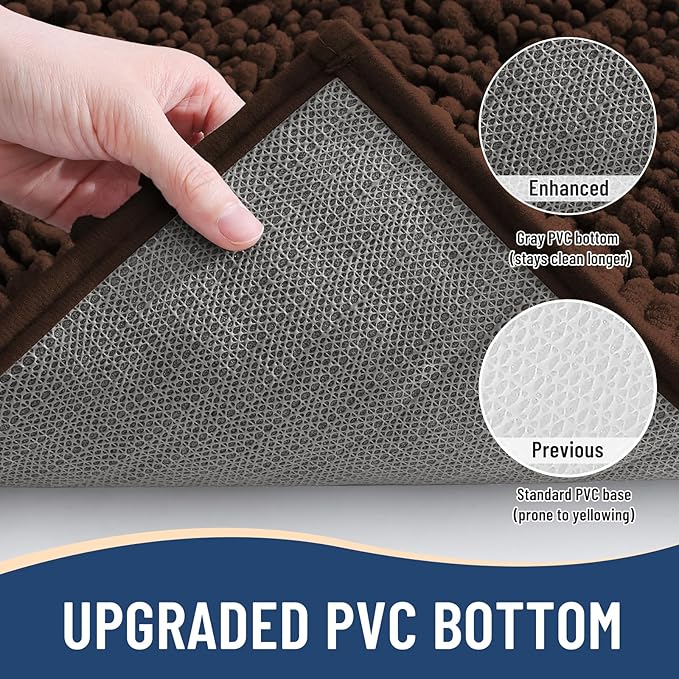 Arotive Luxury Chenille Bathroom Rug Mat, Extra Soft Thick Absorbent Shaggy Bath Rugs, Non-Slip Machine Wash Dry, Plush Bath Mats for Bathroom, Shower and Tub, 47x24, Brown