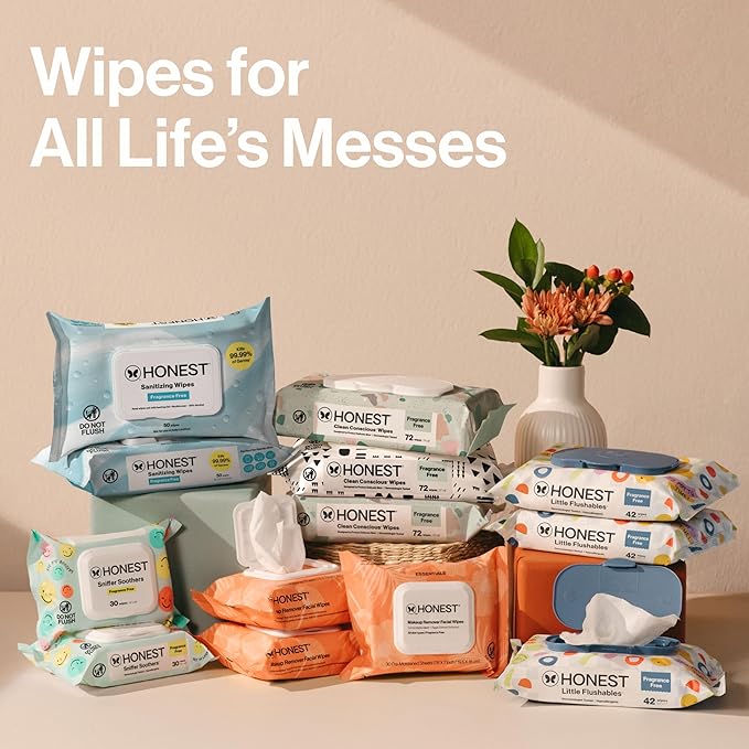The Honest Company Hypoallergenic Multi-Use Baby Wipes for Sensitive Skin, Baby Pattern Play, 576 Count