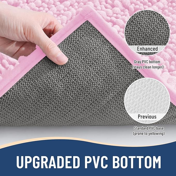 Arotive Luxury Chenille Bathroom Rug Mat, Extra Soft Thick Absorbent Shaggy Bath Rugs, Non-Slip Machine Wash Dry, Plush Bath Mats for Bathroom, Shower and Tub, 36x24, Pink