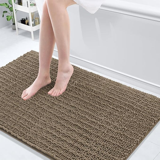 Arotive Luxury Chenille Bathroom Rug Mat, Extra Soft Thick Absorbent Shaggy Bath Rugs, Non-Slip Machine Wash Dry, Plush Bath Mats for Bathroom, Shower and Tub, 50x30, Camel