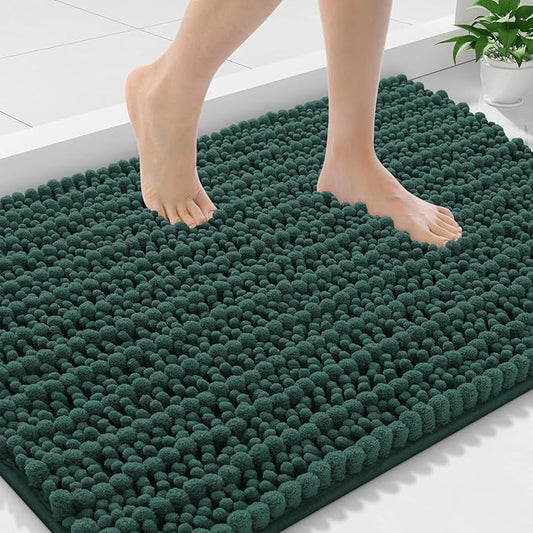 Smiry Bathroom Rugs Mat 36x24, Extra Soft Absorbent Chenille Bath Rugs, Non Slip Rubber Backing Machine Washable Quick Dry Bath Mats for Bathroom Floor, Tub, Shower, Home Decor Accessories, Green